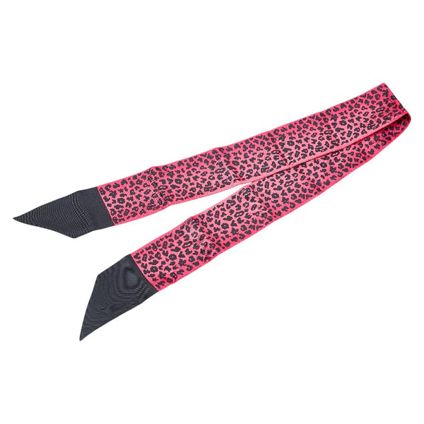 クリスチャンディオール レオパード ミッツァ スカーフ ピンク ブラック シルク レディース Christian Dior 【中古】