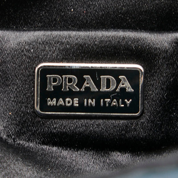 プラダ 三角ロゴプレート トートバッグ ハンドバッグ ネイビー ブラック ナイロン レザー レディース PRADA 【中古】