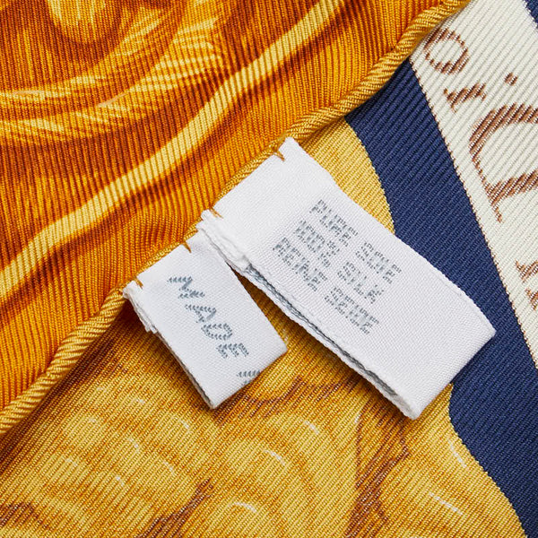 ディオール CDロゴ 紋章 エンブレム モチーフ スカーフ ネイビー ゴールド シルク レディース Dior 【中古】