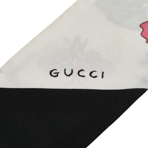 グッチ フローラ 植物 花 ネックボウ スカーフ アイボリー マルチカラー シルク レディース GUCCI 【中古】
