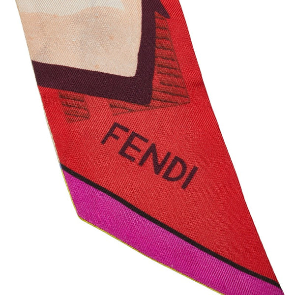 フェンディ ラッピー バッグ モチーフ スカーフ マルチカラー シルク レディース FENDI 【中古】