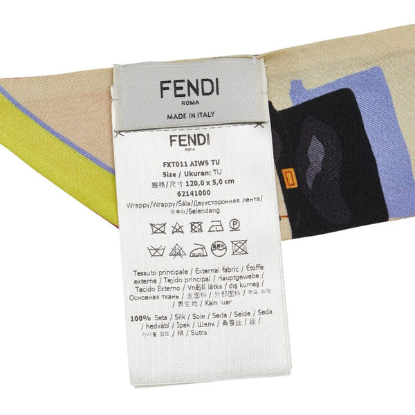フェンディ ラッピー バッグ モチーフ スカーフ マルチカラー シルク レディース FENDI 【中古】