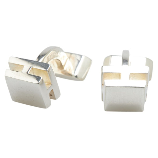 エルメス Ｈロゴ スクエア カフス カフリンクス SV925 シルバー メンズ HERMES 【中古】