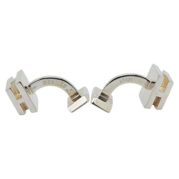 エルメス Ｈロゴ スクエア カフス カフリンクス SV925 シルバー メンズ HERMES 【中古】