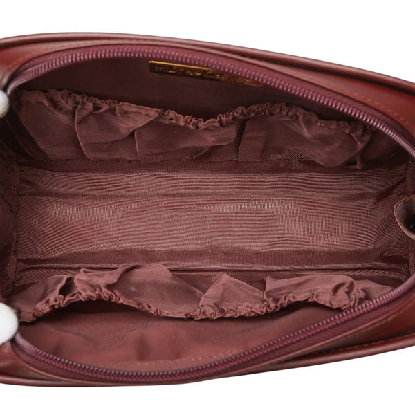 カルティエ ポーチ コスメポーチ ワインレッド ボルドー レザー レディース CARTIER 【中古】