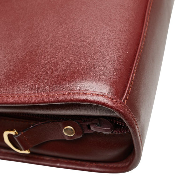 カルティエ ポーチ コスメポーチ ワインレッド ボルドー レザー レディース CARTIER 【中古】