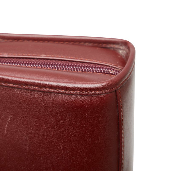 カルティエ ポーチ コスメポーチ ワインレッド ボルドー レザー レディース CARTIER 【中古】