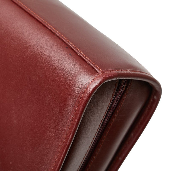 カルティエ ポーチ コスメポーチ ワインレッド ボルドー レザー レディース CARTIER 【中古】
