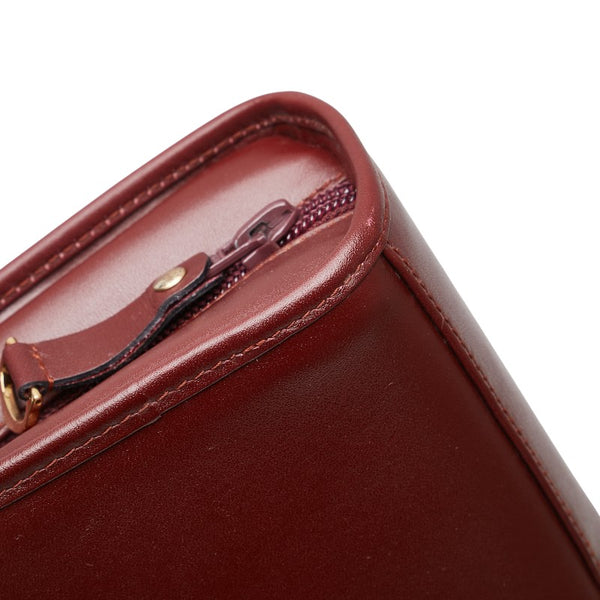 カルティエ ポーチ コスメポーチ ワインレッド ボルドー レザー レディース CARTIER 【中古】