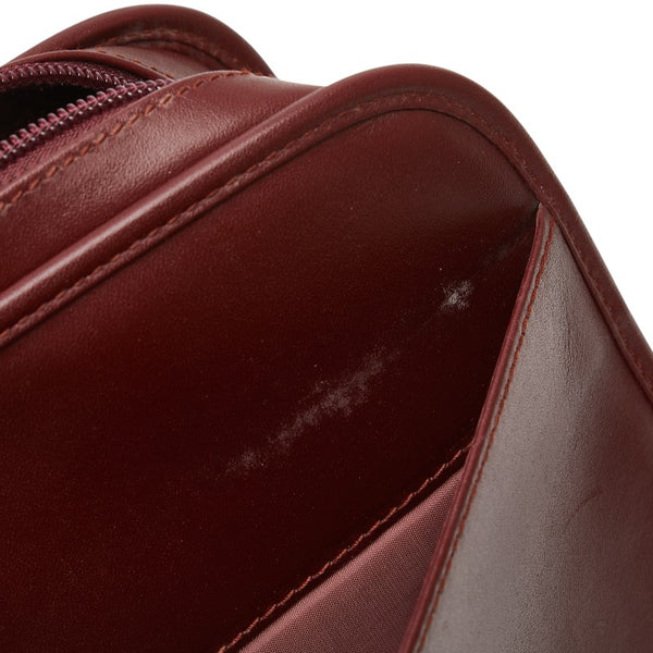 カルティエ ポーチ コスメポーチ ワインレッド ボルドー レザー レディース CARTIER 【中古】