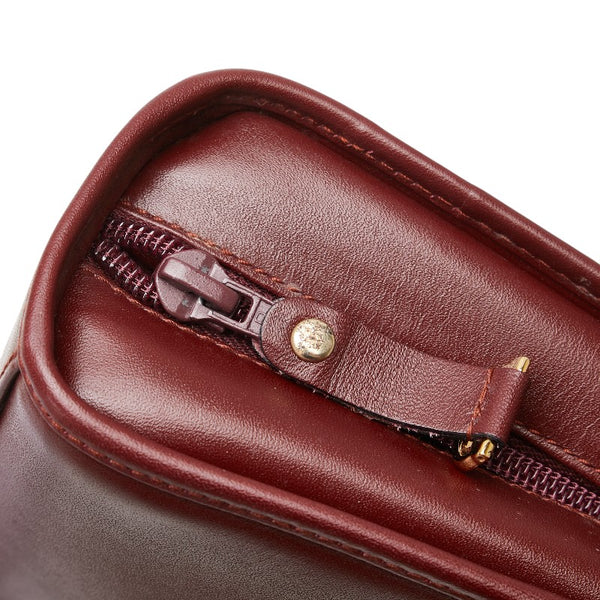 カルティエ ポーチ コスメポーチ ワインレッド ボルドー レザー レディース CARTIER 【中古】