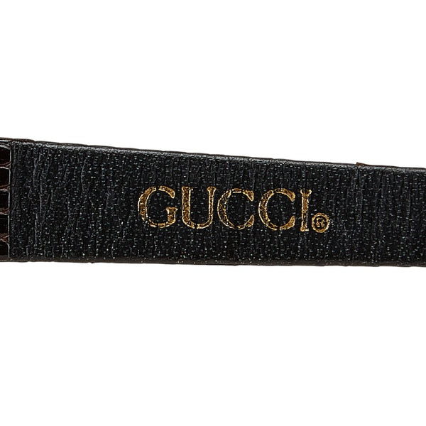 グッチ シェリーライン 型押し 腕時計 クオーツ ベージュ文字盤 ステンレススチール レザー レディース GUCCI 【中古】