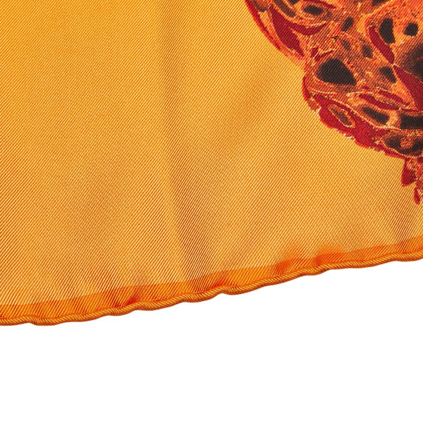 カルティエ パンサー スカーフ オレンジ レッド シルク レディース CARTIER 【中古】