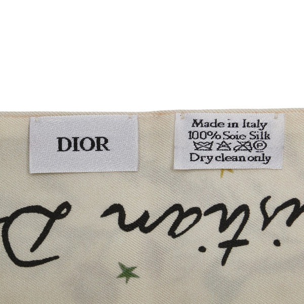 ディオール 植物 花 フラワー モチーフ スカーフ ベージュ ピンク マルチカラー シルク レディース Dior 【中古】