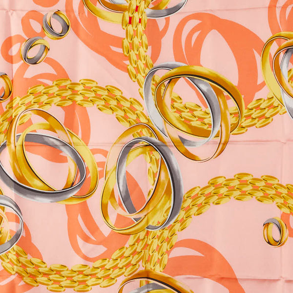 カルティエ 指輪柄 トリニティリング パンテールブレス レッド スカーフ ピンク マルチカラー シルク レディース CARTIER 【中古】