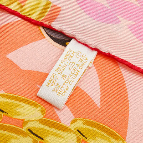 カルティエ 指輪柄 トリニティリング パンテールブレス レッド スカーフ ピンク マルチカラー シルク レディース CARTIER 【中古】