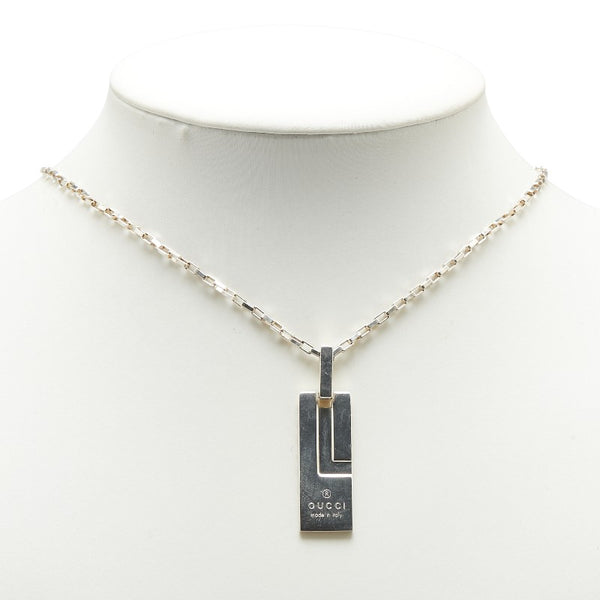 グッチ ロゴプレート ネックレス シルバー SV925 シルバー レディース GUCCI 【中古】