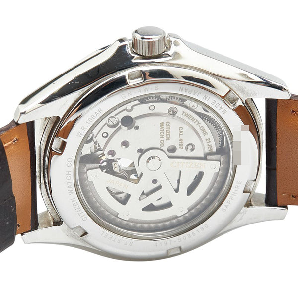 シチズン シチズン コレクション メカニカル 腕時計 4197-S098190 自動巻き(手巻付き) シルバー文字盤 ステンレススチール レザー メンズ CITIZEN 【中古】