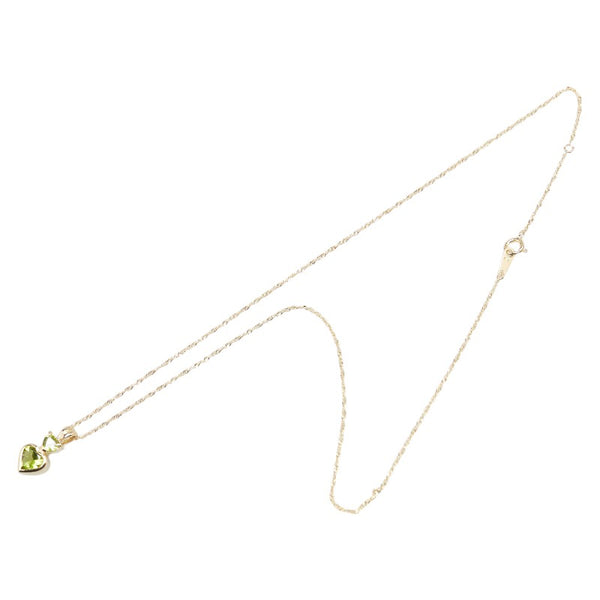 ヨンドシー K18YG イエローゴールド ペリドット ハート モチーフ ネックレス レディース 4℃ 【中古】