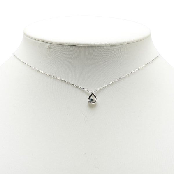 ヨンドシー K18WG ホワイトゴールド アクアマリン ダイヤ ペンダントネックレス レディース 4℃ 【中古】
