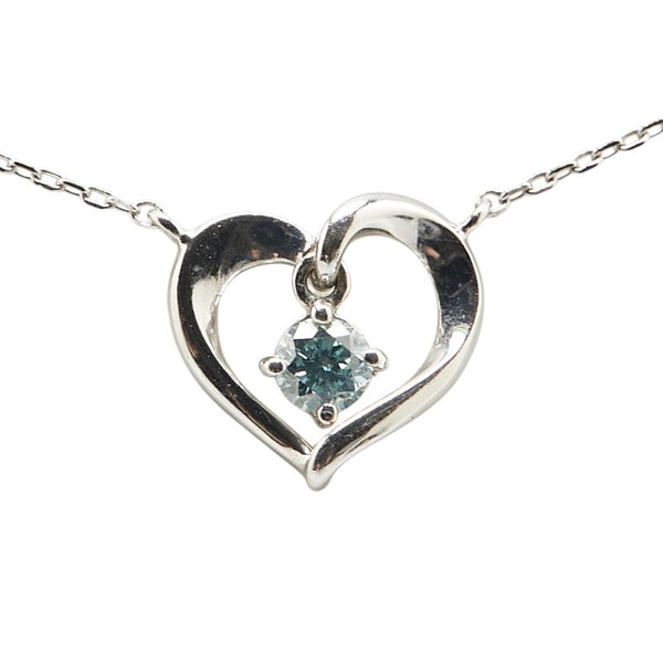 カナルヨンドシー K18WG ホワイトゴールド ダイヤ ハート モチーフ ペンダントネックレス レディース canal4℃ 【中古】