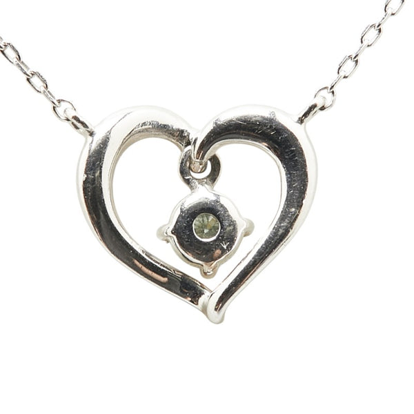 カナルヨンドシー K18WG ホワイトゴールド ダイヤ ハート モチーフ ペンダントネックレス レディース canal4℃ 【中古】