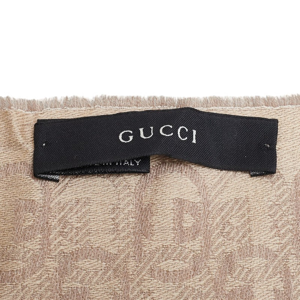 グッチ インターロッキングG ストール ベージュ ブラウン ウール レディース GUCCI 【中古】