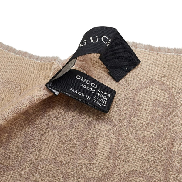 グッチ インターロッキングG ストール ベージュ ブラウン ウール レディース GUCCI 【中古】
