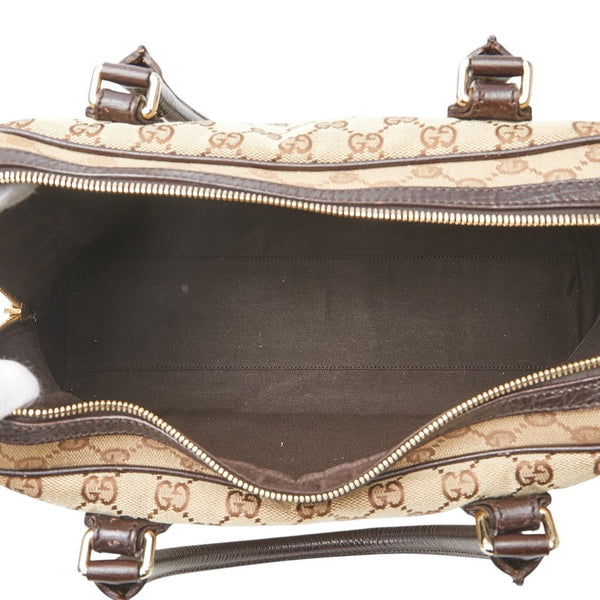 グッチ GGキャンバス ハスラービット ハンドバッグ 141503 ベージュ ブラウン キャンバス レザー レディース GUCCI 【中古】