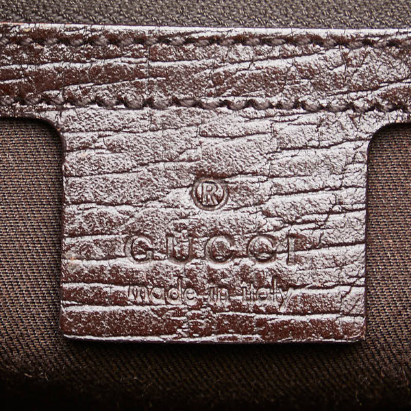 グッチ GGキャンバス ハスラービット ハンドバッグ 141503 ベージュ ブラウン キャンバス レザー レディース GUCCI 【中古】