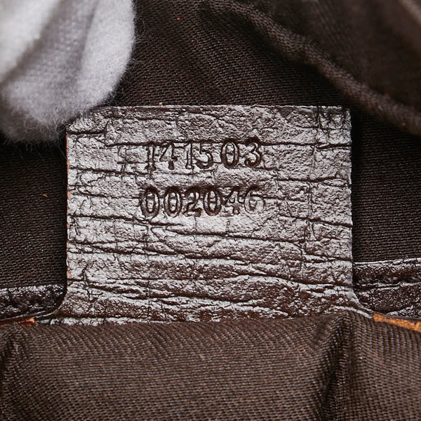 グッチ GGキャンバス ハスラービット ハンドバッグ 141503 ベージュ ブラウン キャンバス レザー レディース GUCCI 【中古】