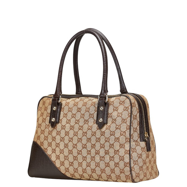 グッチ GGキャンバス ハスラービット ハンドバッグ 141503 ベージュ ブラウン キャンバス レザー レディース GUCCI 【中古】