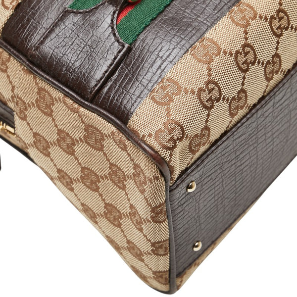 グッチ GGキャンバス ハスラービット ハンドバッグ 141503 ベージュ ブラウン キャンバス レザー レディース GUCCI 【中古】