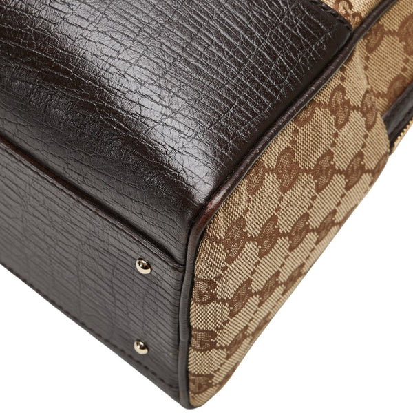 グッチ GGキャンバス ハスラービット ハンドバッグ 141503 ベージュ ブラウン キャンバス レザー レディース GUCCI 【中古】