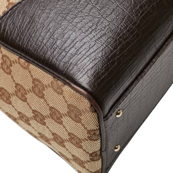 グッチ GGキャンバス ハスラービット ハンドバッグ 141503 ベージュ ブラウン キャンバス レザー レディース GUCCI 【中古】