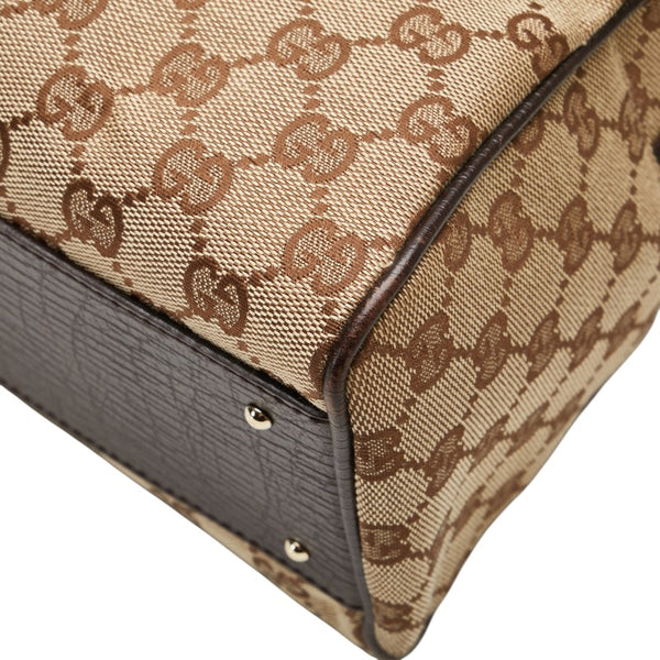 グッチ GGキャンバス ハスラービット ハンドバッグ 141503 ベージュ ブラウン キャンバス レザー レディース GUCCI 【中古】