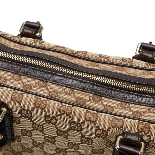 グッチ GGキャンバス ハスラービット ハンドバッグ 141503 ベージュ ブラウン キャンバス レザー レディース GUCCI 【中古】