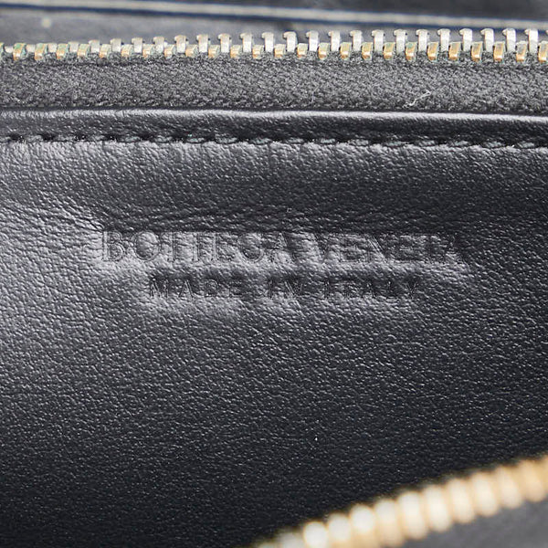 ボッテガヴェネタ イントレチャート ラウンドファスナー 長財布 ブラック グレー レザー レディース BOTTEGAVENETA 【中古】