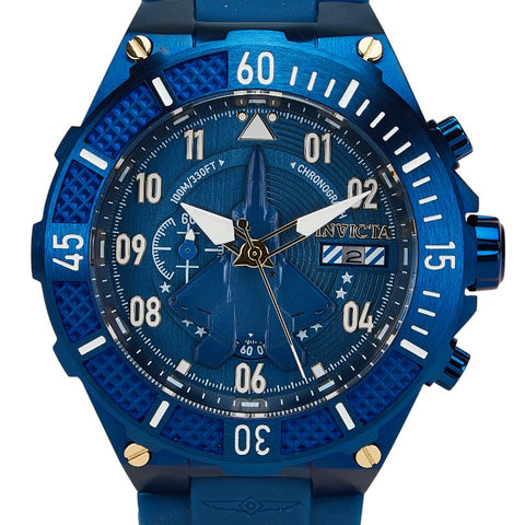 INVICTA AVIATOR 腕時計 39893 クオーツ ブルー文字盤 ステンレススチール ラバー メンズ 【中古】