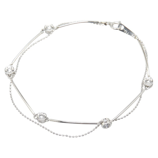 Pt850 プラチナ ダイヤ0.30ct 2連 ブレスレット レディース 【中古】