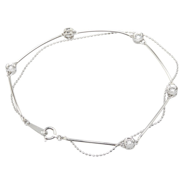 Pt850 プラチナ ダイヤ0.30ct 2連 ブレスレット レディース 【中古】