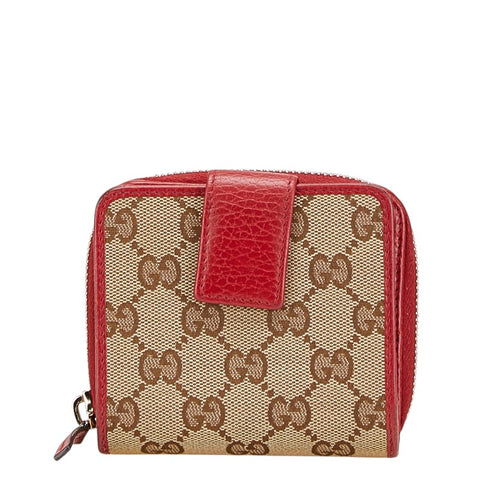グッチ GGキャンバス 長財布 346056 ベージュ レッド キャンバス レディース GUCCI 【中古】