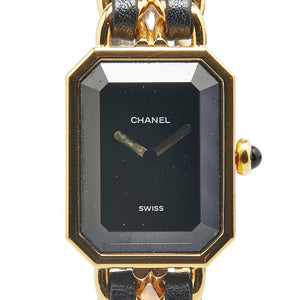 シャネル プルミエール 腕時計 不動 サイズ：L H0001 クオーツ ブラック文字盤 メッキ レザー レディース CHANEL 【中古】