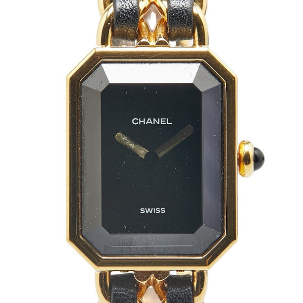 シャネル プルミエール 腕時計 不動 サイズ：L H0001 クオーツ ブラック文字盤 メッキ レザー レディース CHANEL 【中古】