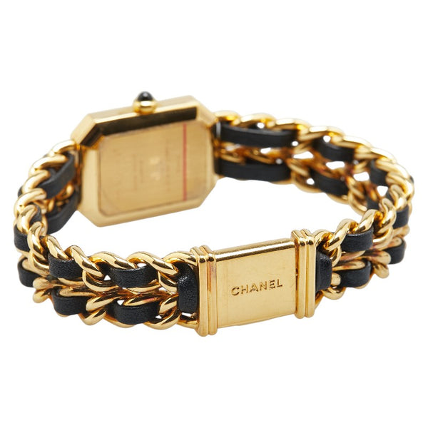 シャネル プルミエール 腕時計 不動 サイズ：L H0001 クオーツ ブラック文字盤 メッキ レザー レディース CHANEL 【中古】