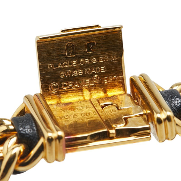 シャネル プルミエール 腕時計 不動 サイズ：L H0001 クオーツ ブラック文字盤 メッキ レザー レディース CHANEL 【中古】