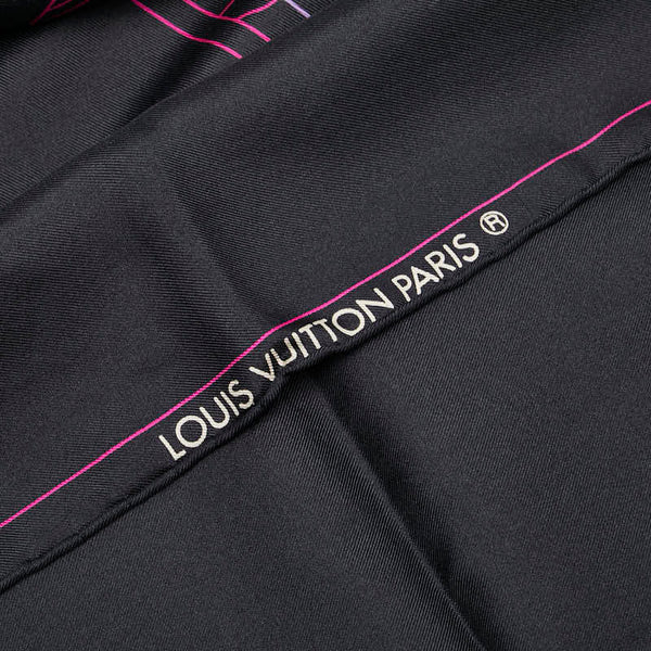 ルイ ヴィトン スカーフ ブラック マルチカラー シルク レディース LOUIS VUITTON 【中古】