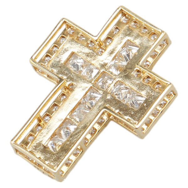 K18YG イエローゴールド ダイヤ1.50ct クロス 十字架 モチーフ ペンダントトップ レディース 【中古】