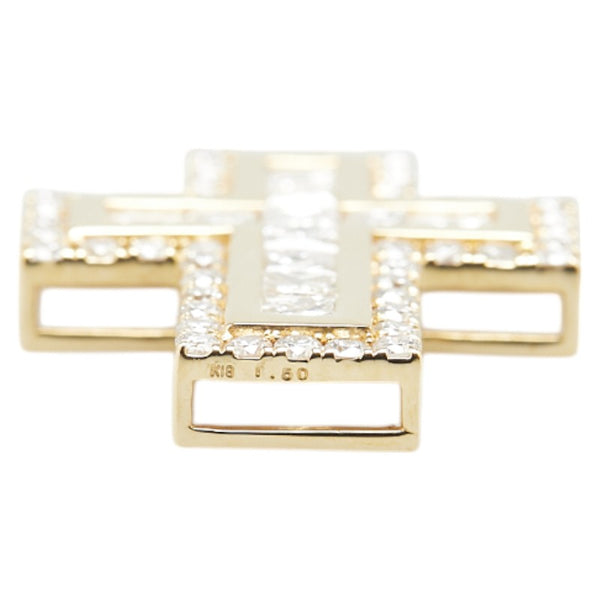 K18YG イエローゴールド ダイヤ1.50ct クロス 十字架 モチーフ ペンダントトップ レディース 【中古】