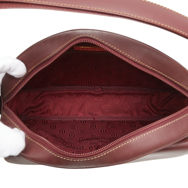 カルティエ マストライン ショルダーバッグ ボルドー ワインレッド レザー レディース CARTIER 【中古】